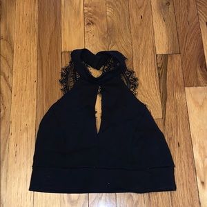 Crop laced back tank top